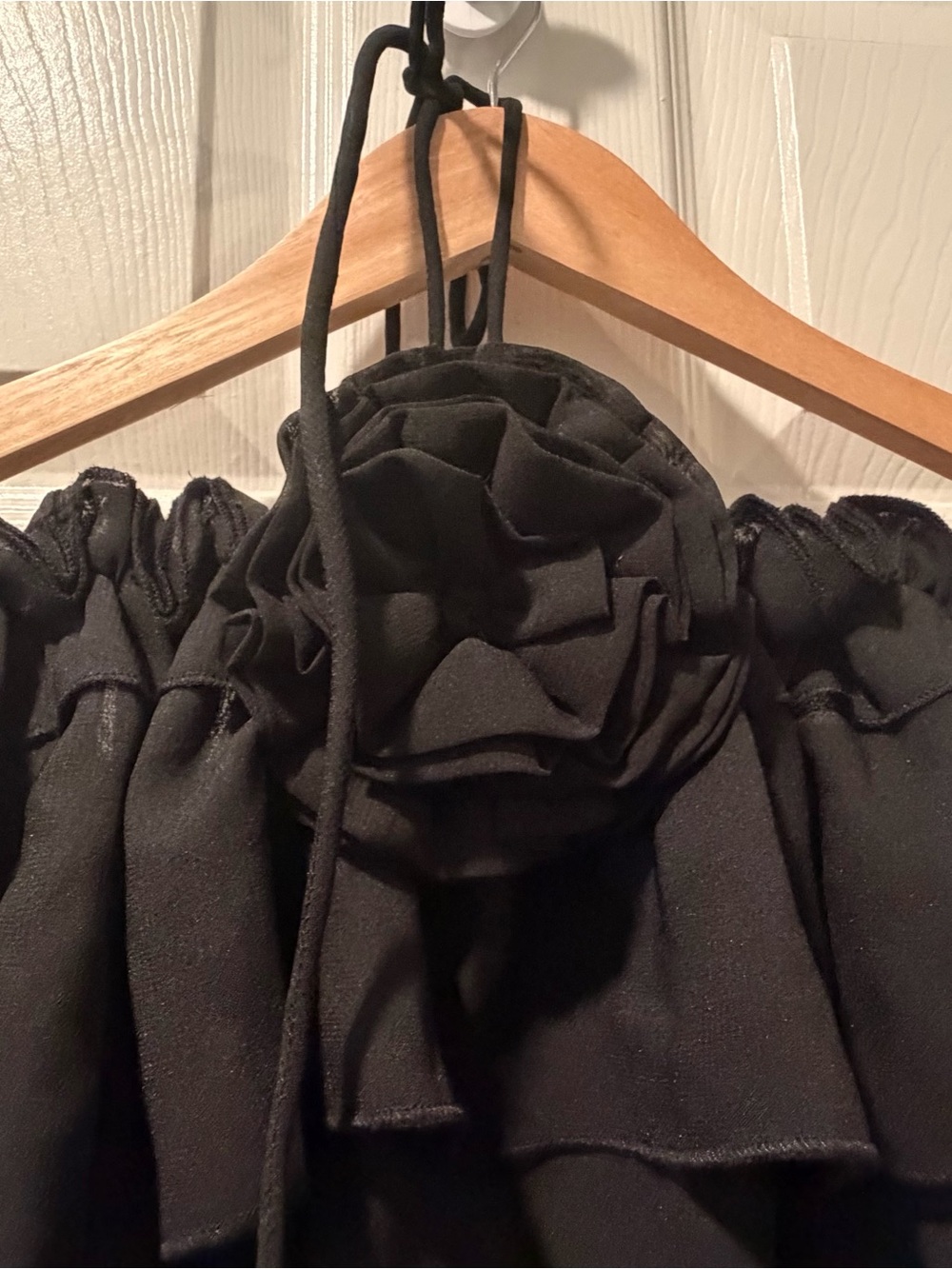 Off-Shoulder Black Ruffle Blouse - Picture 2 of 4